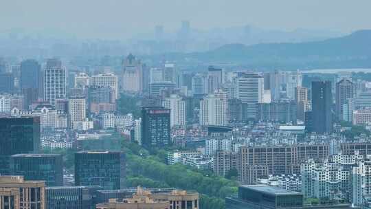 杭州市拱墅区市区高楼大厦车流航拍城市风景