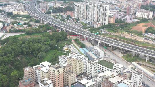 航拍深圳龙华区观澜城市建筑景观