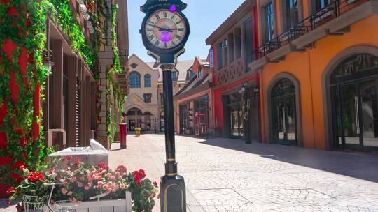 欧洲小镇城市街道广场4k视频平移镜头