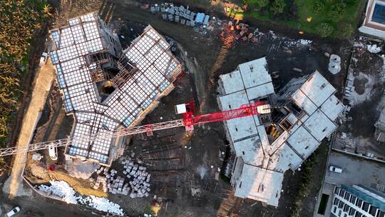 正在建造的房子鸟瞰图视频素材模板下载