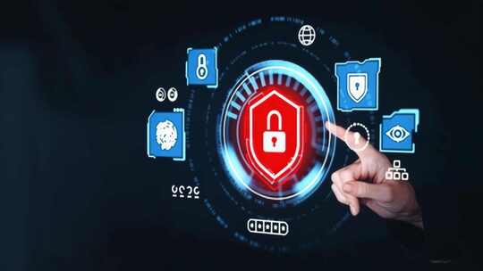 手指点击网络安全虚拟界面