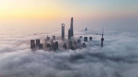 上海日出 上海平流雾 上海高度 陆家嘴视频素材模板下载
