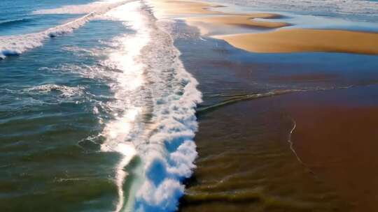 海边海浪拍打沙滩画面