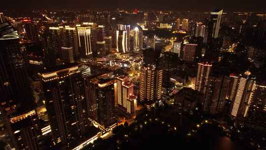 武汉华发中城芸商圈CBD夜景航拍