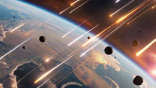 地球周边陨石流星太空景象