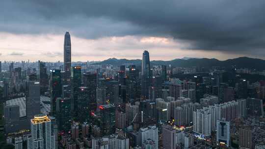 深圳福田上空极端天气航拍延时