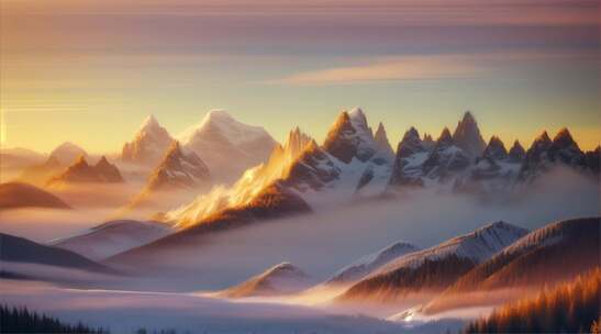 AIGC素材 雪山山峰之巅山脉风景