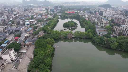 广西桂林两江四湖5A景区航拍