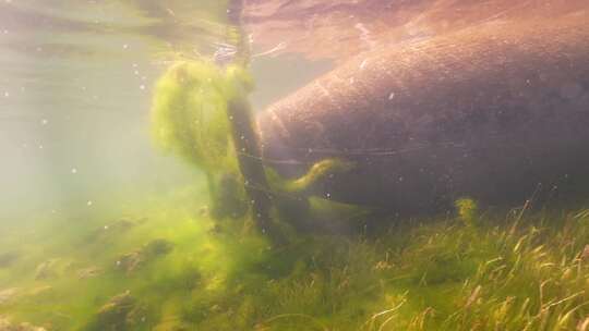 海牛、水下、哺乳动物、海藻