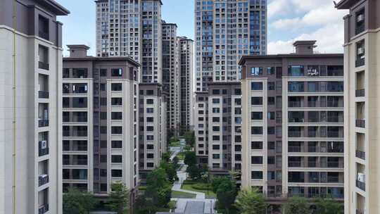 现代小区住宅楼航拍居民楼住宅小区建筑群