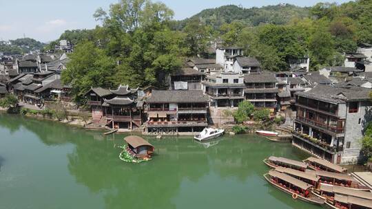 航拍湘西凤凰古城古建筑