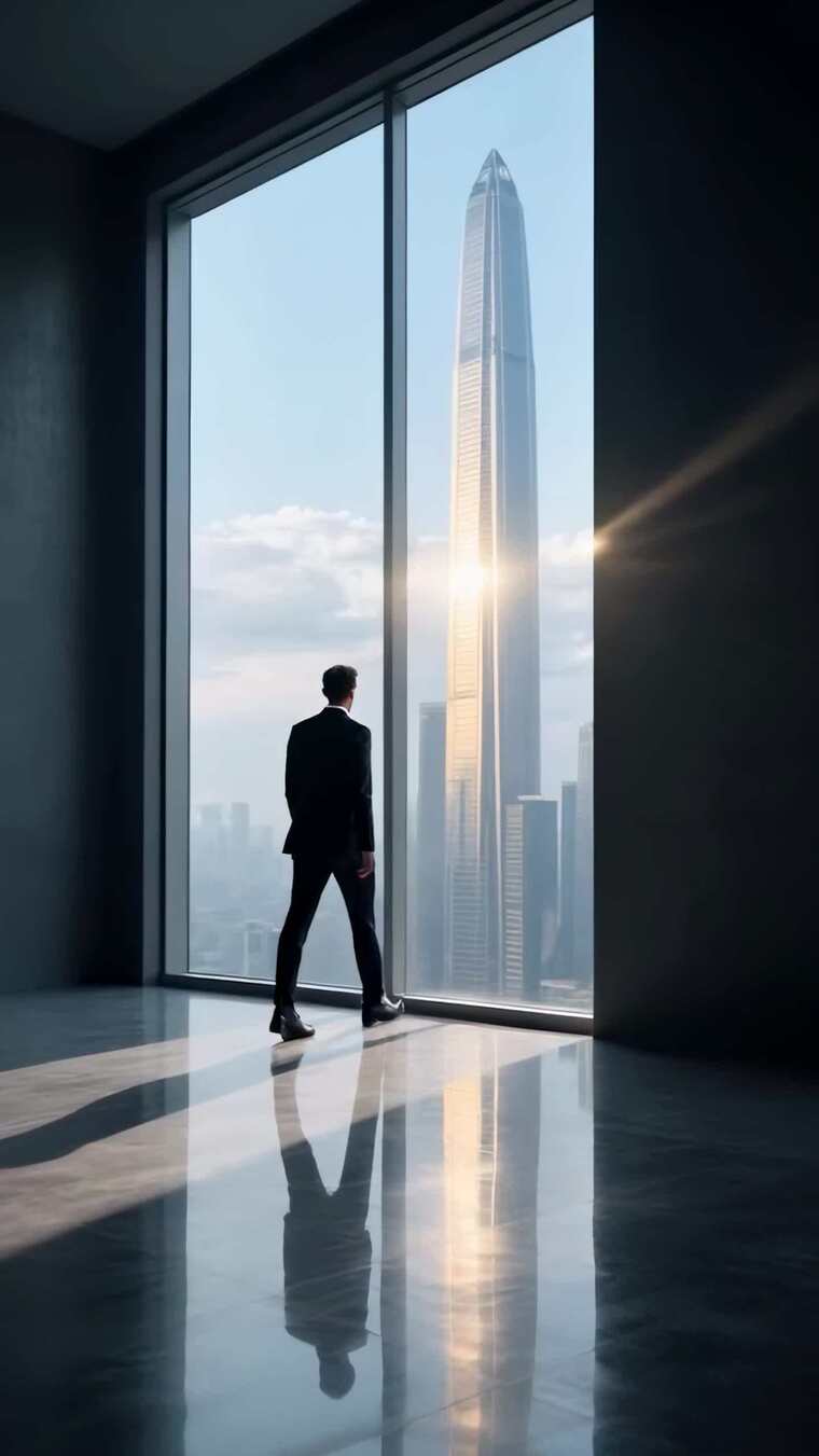 高端商务成功人士思考背影