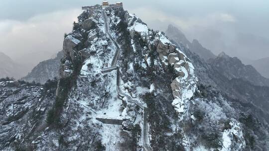 白云山雪景云海山峰航拍