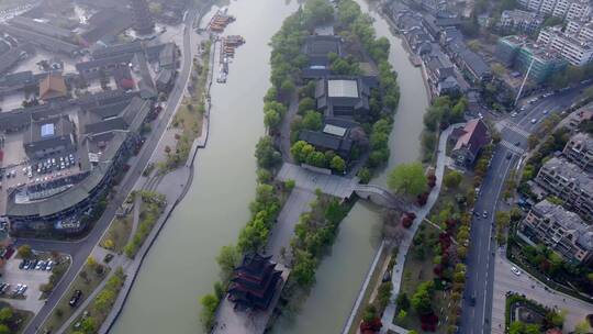 4k 航拍江苏淮安城市景观天际线