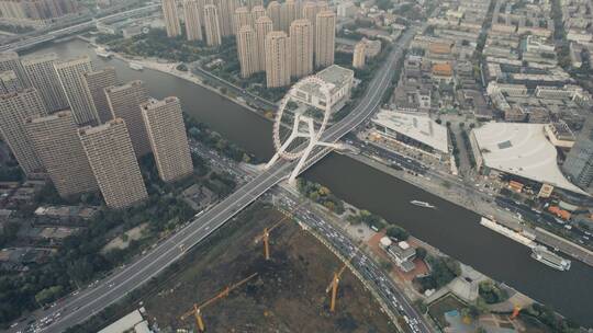 4K天津城市地标天津之眼实拍视频