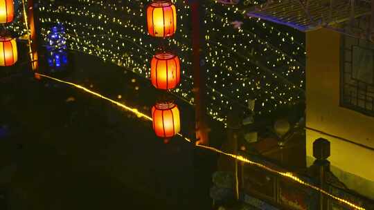 古风中国风复古节日灯笼水中倒影特写视频素材模板下载