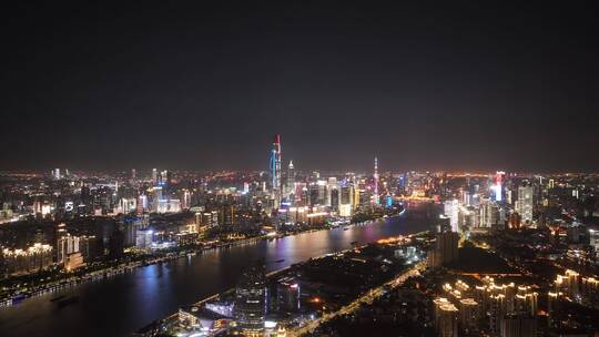 杨浦区夜景延时飞向陆家嘴