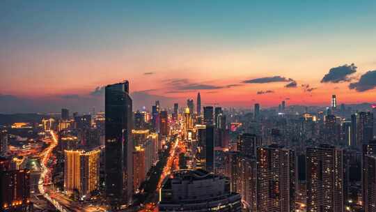 深圳城市夜景航拍延时4k