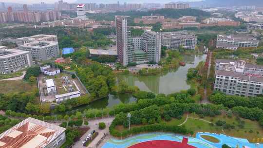 福州福建江夏学院大学城校区航拍校园风景风