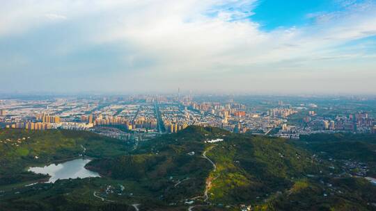 成都全景_龙泉山_环绕_航拍延时