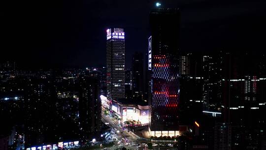 深圳龙华壹城中心夜景航拍视频素材模板下载