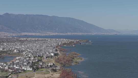 航拍冬天大理苍山洱海「灰片」