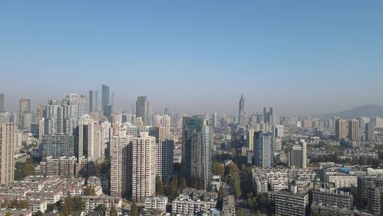 城市航拍南京城市高楼建筑