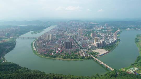 航拍湖南衡阳市衡东县城