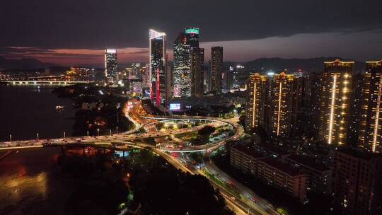 航拍福州闽江尤溪洲大桥道路江景