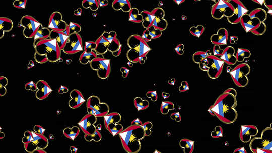 安提瓜和巴布达国旗与金色心形阿尔法环