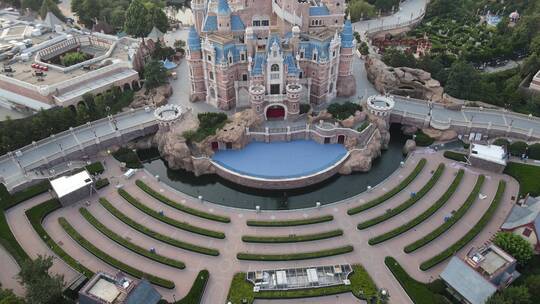 上海迪士尼乐园4K航拍迪士尼度假村原素材视频素材模板下载