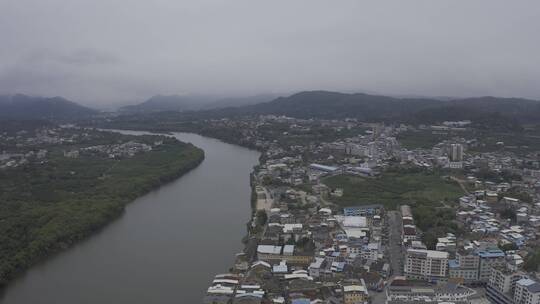 梅州市松口古镇航拍景观