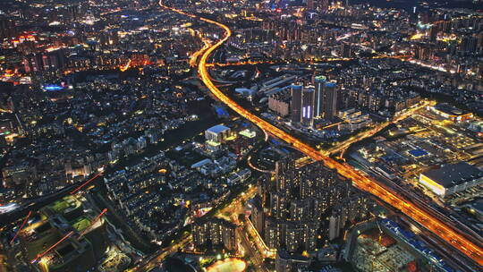 4k延时航拍深圳龙华火烧云夜景