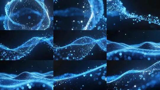 科技感蓝色波浪粒子光效背景素材动画高清在线视频素材下载