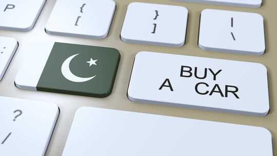 巴基斯坦国家国旗和按钮与买车文字动画视频素材模板下载