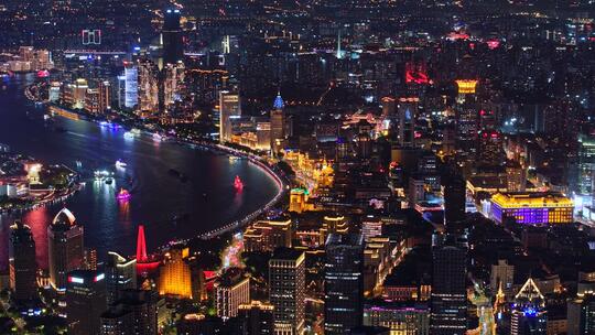 上海繁华浦西密集高楼夜景航拍合集