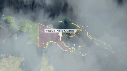 巴布亚新几内亚地图-云效应视频素材模板下载