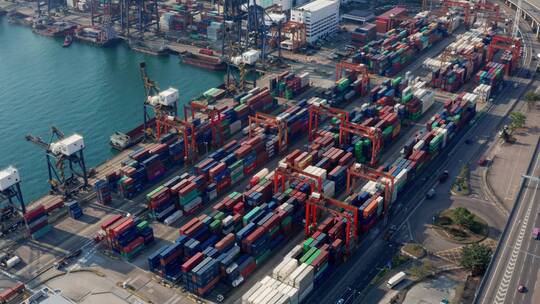 货运码头集装箱港口视频素材模板下载