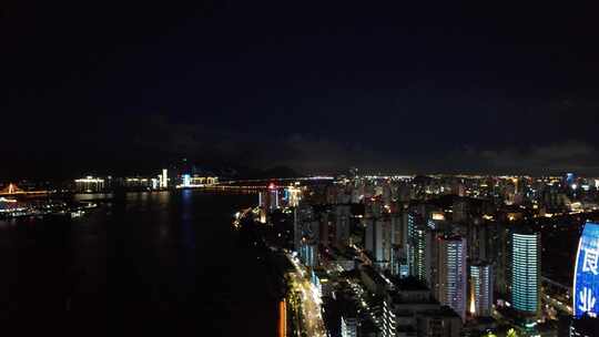 浙江温州城市夜景灯光航拍