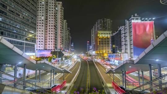 广州_岗顶BTR车流_数码城夜景延时4K视频素材模板下载