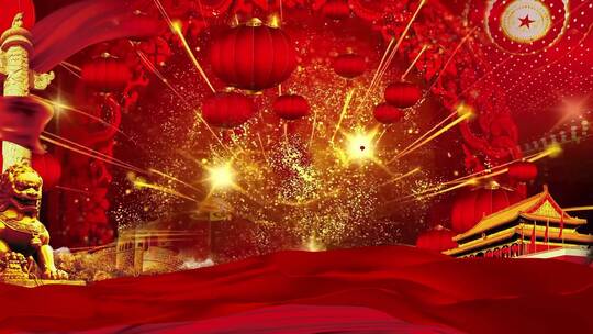 红绸灯笼华表长城天安门视频视频素材模板下载