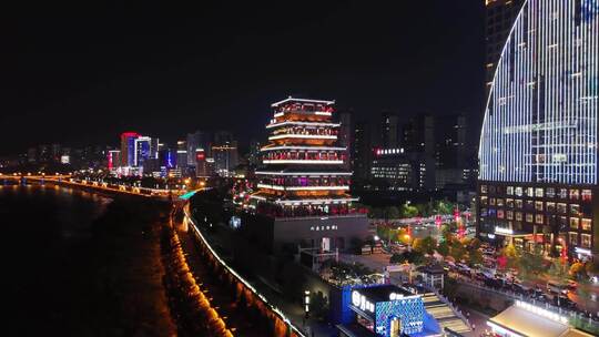 陕西安康西城坊夜景航拍合集