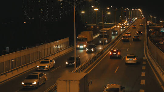 厦门集美区城市道路夜景延时素材视频素材模板下载