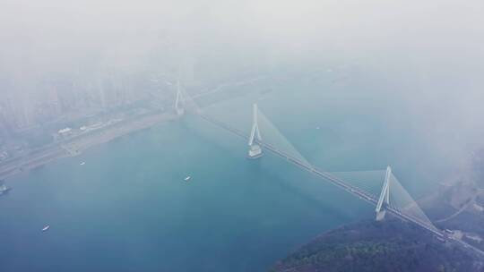 湖北宜昌夷陵长江大桥航拍