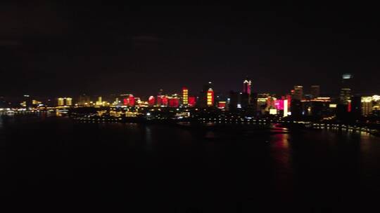 航拍海南城市夜景