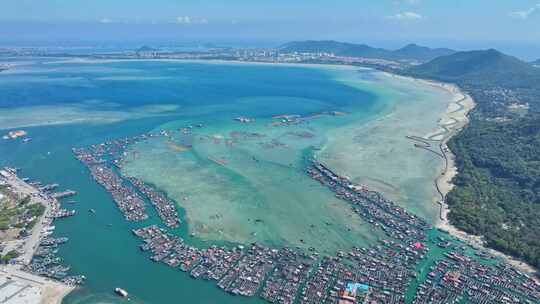 海南陵水疍家鱼排玻璃海海湾玻璃海航拍