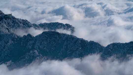 黄山雪景云海延时