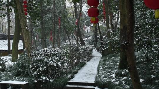 杭州上天竺法喜讲寺下雪天风景
