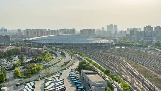 北京南站 日落延时视频素材模板下载