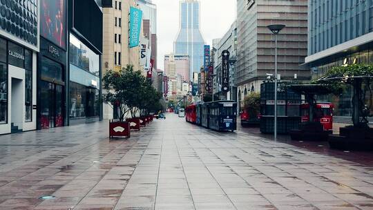 上海南京路步行街无人空镜